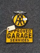 A metal AA approved Garage plaque