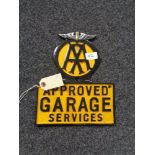 A metal AA approved Garage plaque