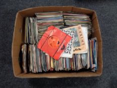 A box of vinyl 7 inch singles, Rod Stewart,