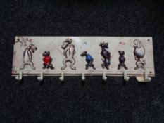 A metal Seven Hook coat rack