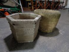 Two concrete garden planters