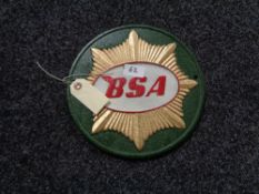 A metal BSA plaque