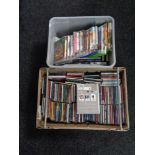 A crate of cds, dvd box sets, computer games, PS3,