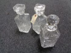 Three lead crystal whisky decanters