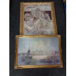 A contemporary gilt framed print - The three sisters together with a further gilt framed picture