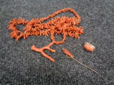 A collection of coral jewellery