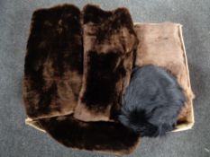Box of fur and synthetic fur coats etc