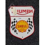 A metal Triumph / Shell plaque