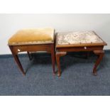 An Edwardian mahogany piano stool and dressing table stool