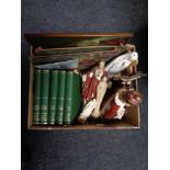 A box of religious figures, prints,