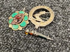 Two Scottish silver brooches and a pendant (3)