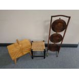 A folding oak cake stand,