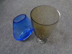 Two coloured studio glass vases