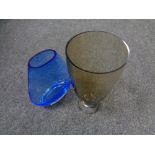 Two coloured studio glass vases