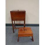 A mid 20th century sewing table and a cracket