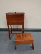 A mid 20th century sewing table and a cracket