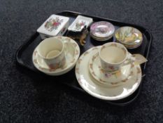 A tray of Beswick Alsatian, six pieces of Royal Doulton Bunnykins china,