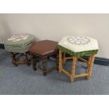 Three hexagonal footstools