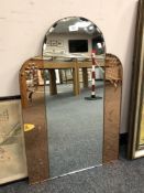 An Art Deco two-tone all glass mirror,