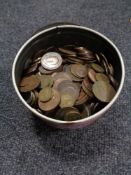 A tin of a quantity of pre-decimal British coins