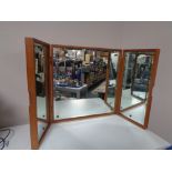 Mid Century design interest : 1960's Danish trifold dressing table or wall mirror in the style of