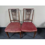 A pair of Victorian inlaid mahogany bedroom chairs