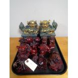 A tray of Chinese carved resin figures,