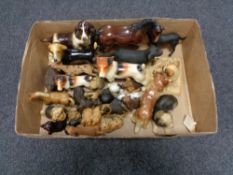 A box of china and resin dog and horse figures