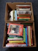 Two boxes of hardback and paperback books relating to railways