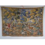 A wall tapestry depicting a hunting scene CONDITION REPORT: 144cm by 102cm