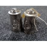 A pair of Indian silver pepperettes