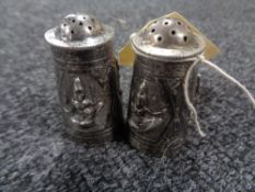 A pair of Indian silver pepperettes