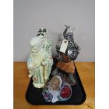A tray of contemporary Chinese temple figures,