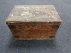 An antique wooden trunk