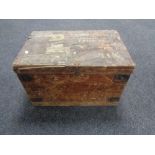 An antique wooden trunk