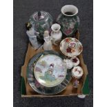 A box of assorted china to include Royal Albert Old Country Roses cabinet pieces,