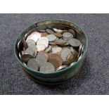 A tin of a quantity of pre-decimal British coins