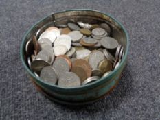 A tin of a quantity of pre-decimal British coins