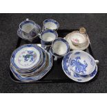 A tray of eighteen pieces of antique Booths Netherlands tea china,