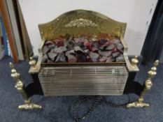 A 20th century brass framed electric fire with coloured glass coals