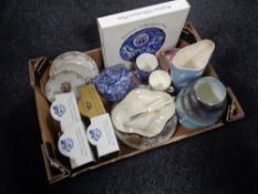 A box of Ringtons and Maling china