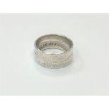 A gent's silver half crown ring 1918,