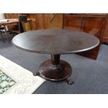 A Victorian mahogany pedestal tilt top breakfast table