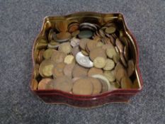 A tin of a quantity of pre-decimal British coins