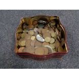 A tin of a quantity of pre-decimal British coins