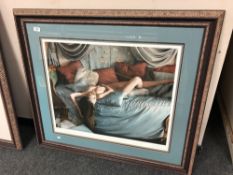 Douglas Hoffmann, nude reclining, limited edition colour print signed in pencil,