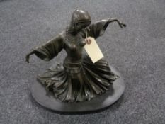 An Art Deco style bronze figure on marble plinth