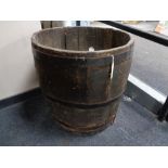 A large rustic coopered barrel, 60 cm high,