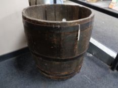 A large rustic coopered barrel, 60 cm high,