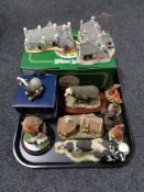 A tray of ornaments to include Border Fine Arts animal figures,